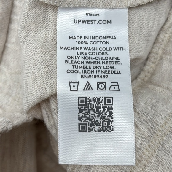 Upwest Women's Open back Wrap Tee V-Neck Top in Heather Oatmeal size Large NWT - Picture 5 of 11